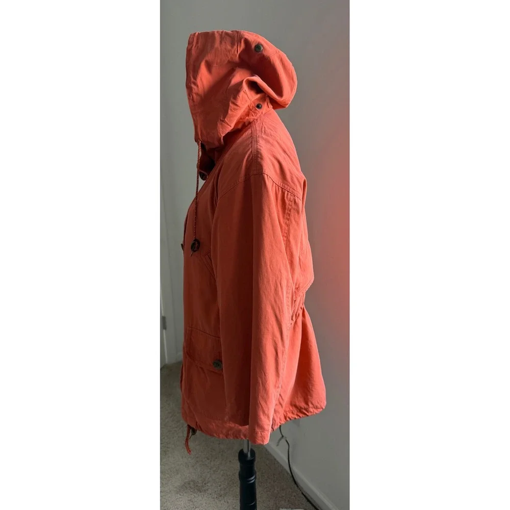 Burberry‎ Cotton Parka Jacket Burnt Orange Hooded Removable Lining Jacket Sz XL - Picture 3 of 16